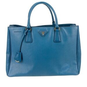 Prada Teal Leather Tote Bag